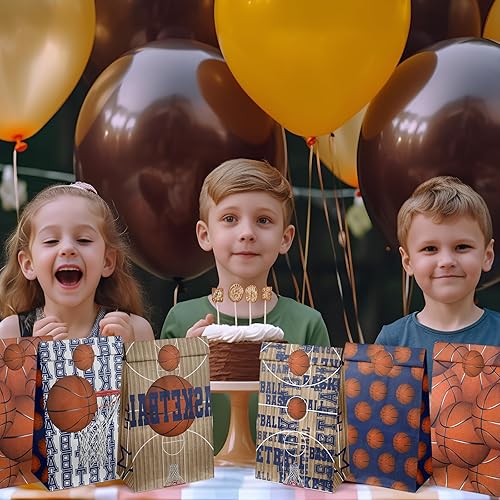 Miniatura 7 de 24 bolsas de baloncesto para fiestas de baloncesto, bolsas de regalos de baloncesto para niños, suministros de fiesta de cumpleaños de baloncesto