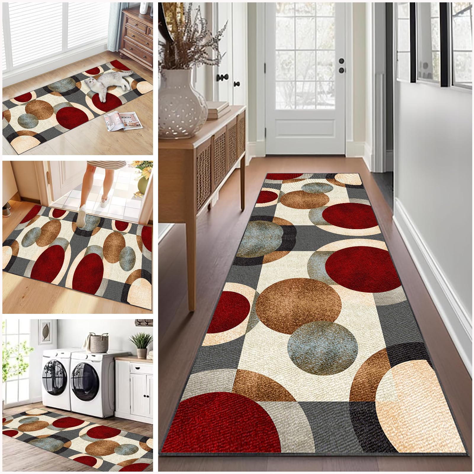 Tapis de couloir antidérapant 80x400 cm lavable et moderne