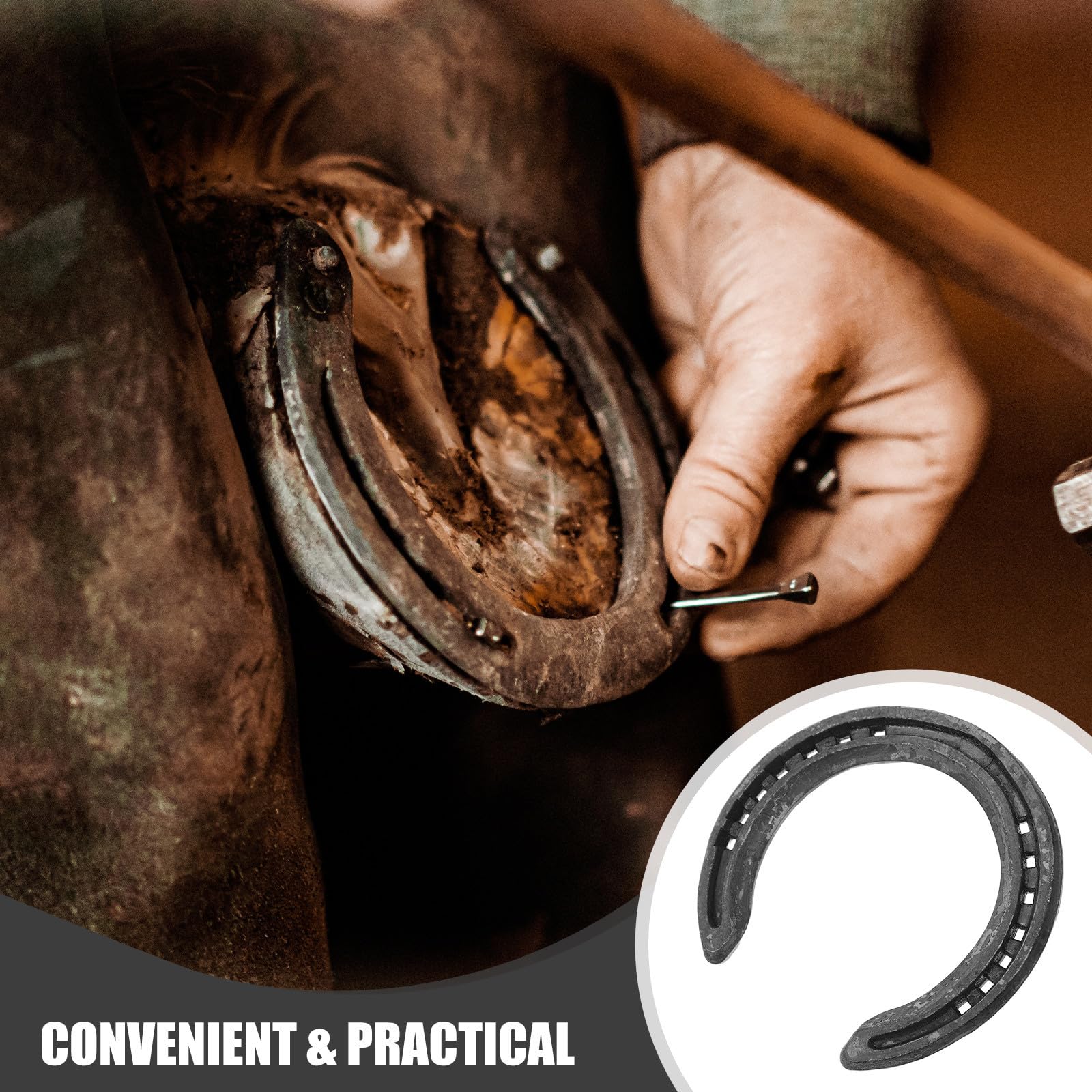 Healvian 4 Piezas Herradura de Hierro Negra para Casco de Caballo, Juego | Competencias y Decoración de Pared, Instalación Sencilla, Resistente al Desgaste Protección