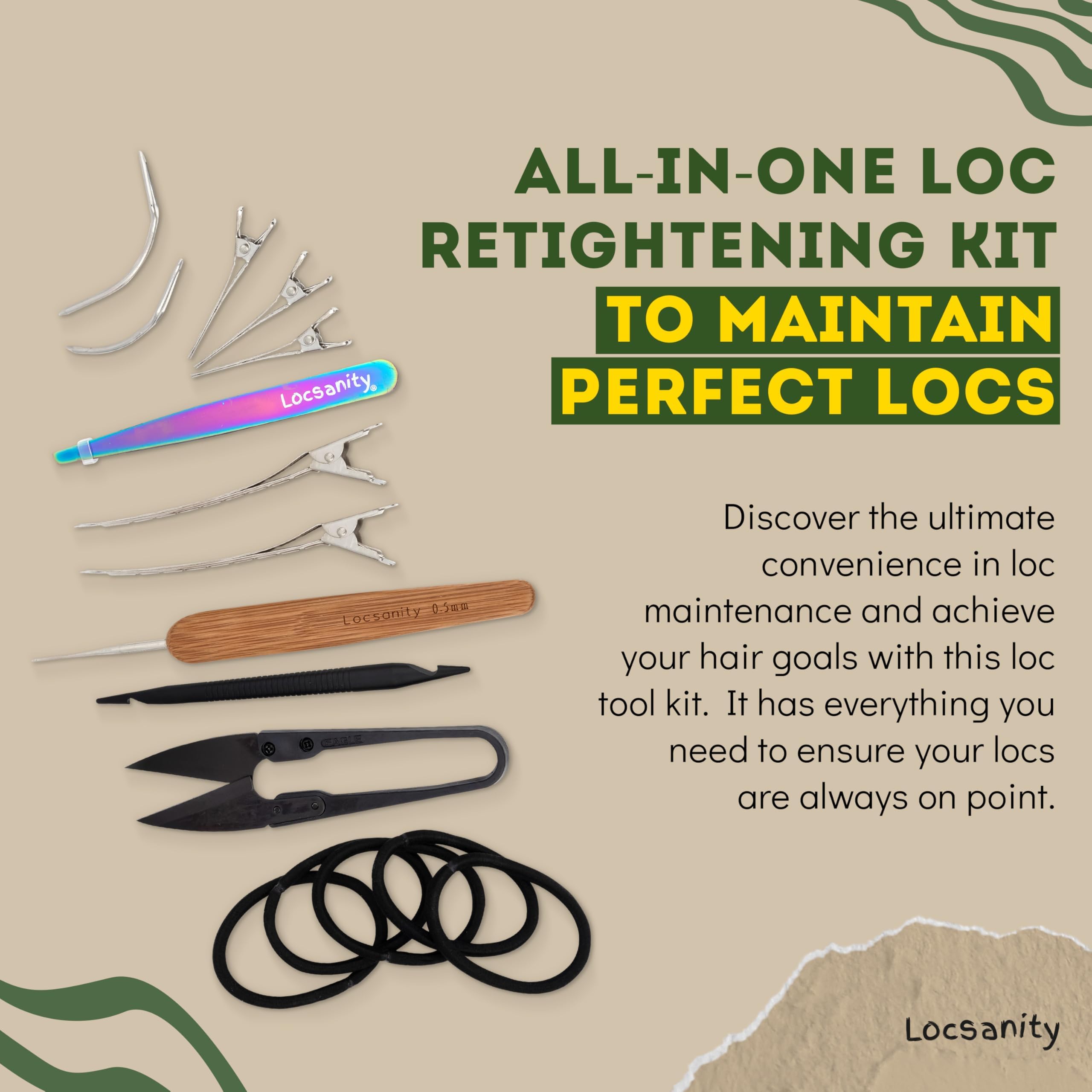 Locsanity Dual-Ended Metal Crochet Tool for Loc Retightening
