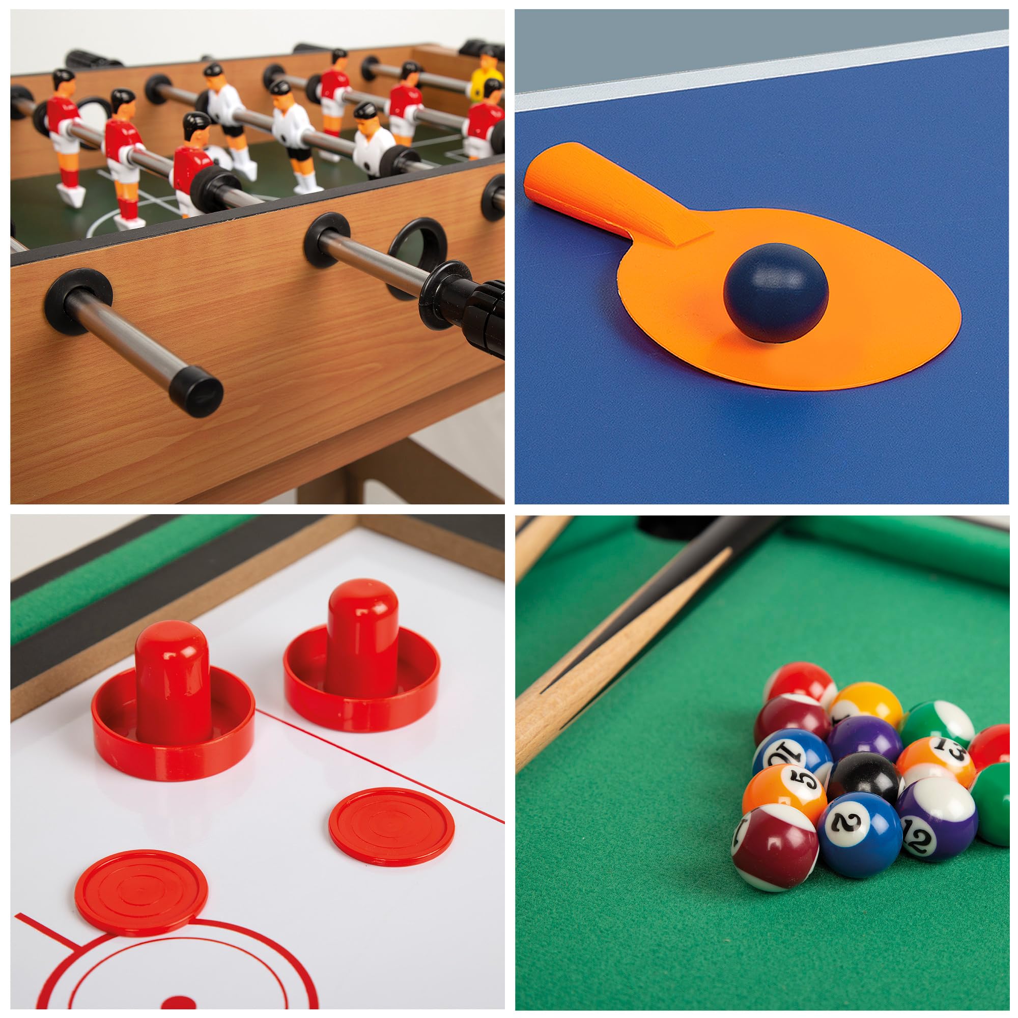 ColorBaby CB Games - Tavolo multigiochi 4 in 1, Dimensioni 81 x 43 x 27 cm, Calcio Balilla, Biliardo, Ping-Pong, Hockey, Gioco da Tavolo, Calcio Balilla per Bambini, multigioco, 6 Anni (85327)