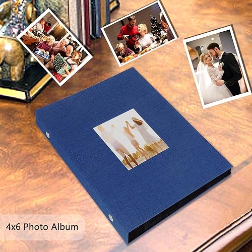 Miniatura 3 de Artmag - Álbum de fotos de tela, 4 x 6, gran capacidad para bodas, aniversario y familia, álbum de lino con capacidad para 300 fotos horizontales