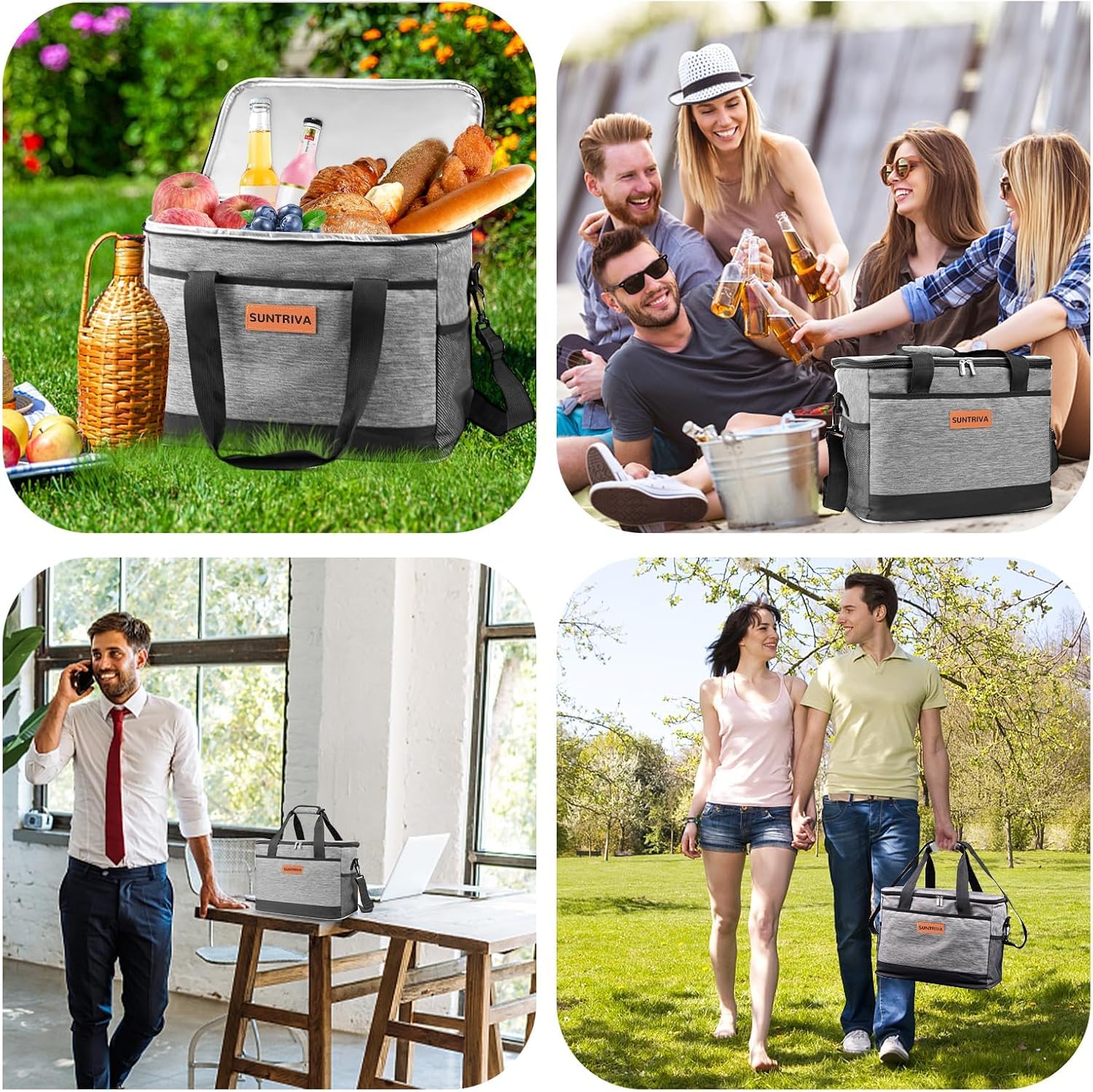 Torba Termiczna Na Lunch 33L Torba Termoizolacyjna Lunch Bag | Wygodny i przenośny wytrzymały regulowany pasek składany dla Kobiet i Mężczyzn, do biura na piknik szkolny, kemping