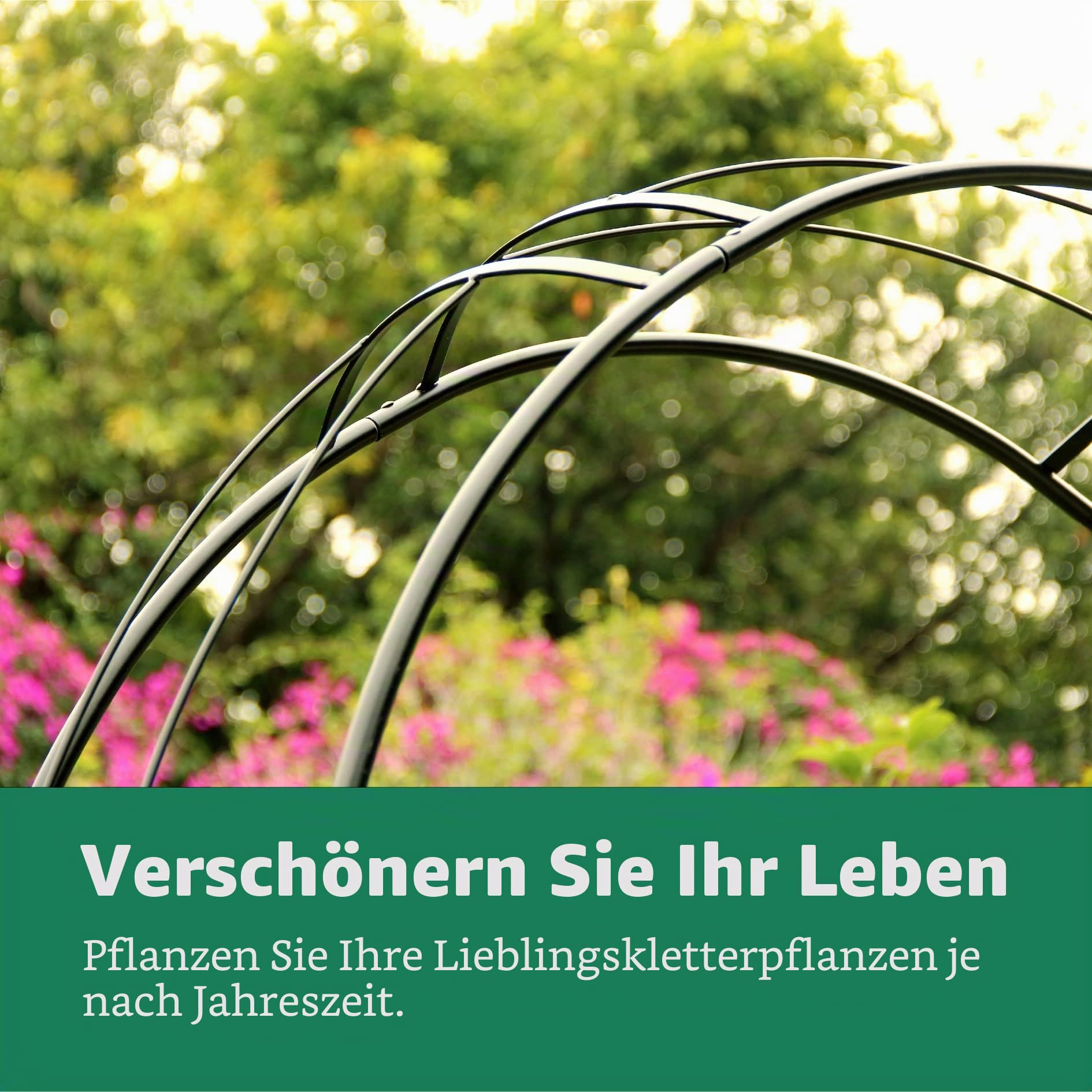 GARDEN Rosenlaubengarten, 220 x 115 x 36 cm Gebogener Rosenbogen aus Eisen, Romantisches Gartenspalier für Kletterpflanzen, Jasminbögen für die Hochzeitszeremonie