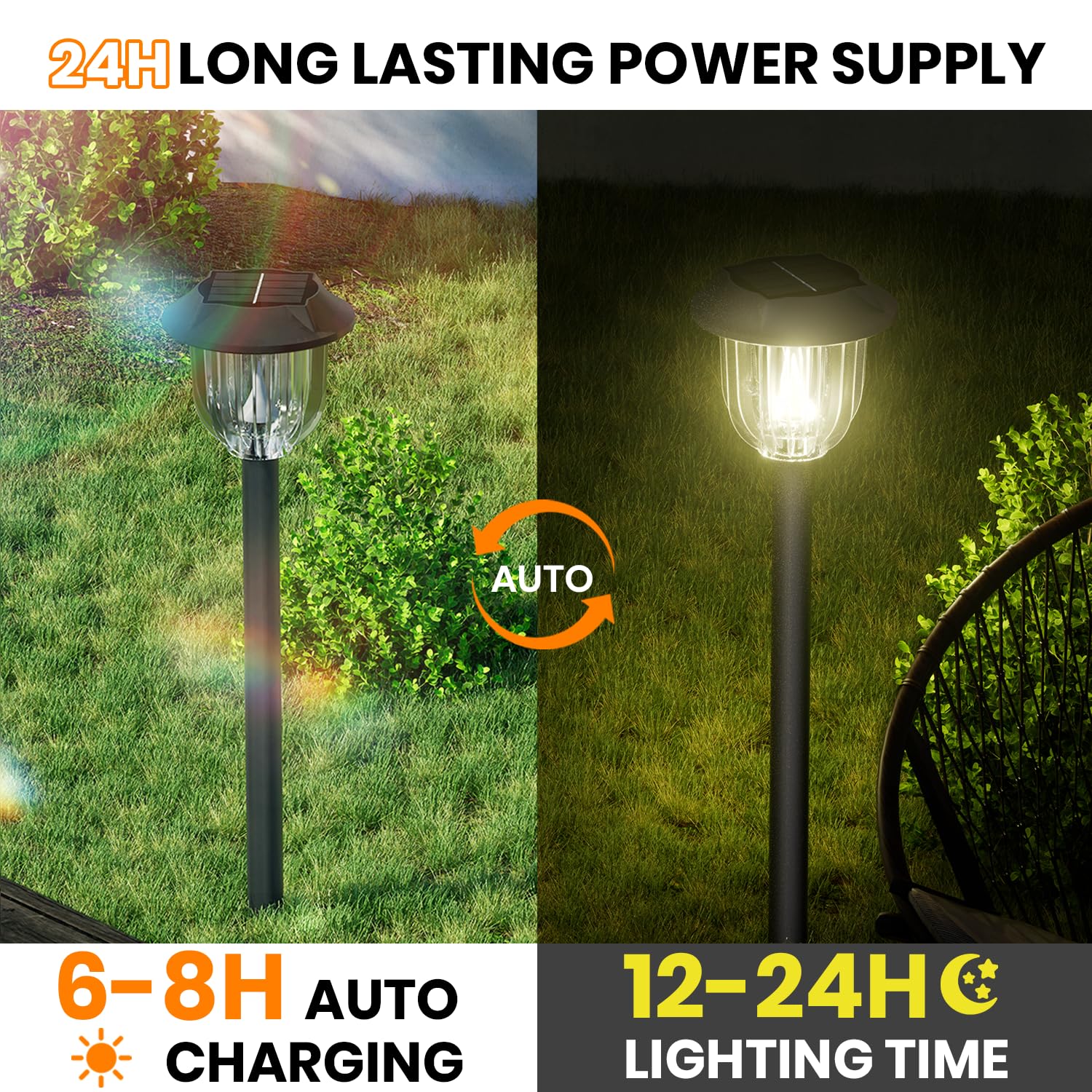 AOSEA - Confezione da 12 luci solari luminose IP65, impermeabili, luci solari a LED per esterni, illuminazione per paesaggio, giardino, cortile, paesaggio, sentiero, vialetto