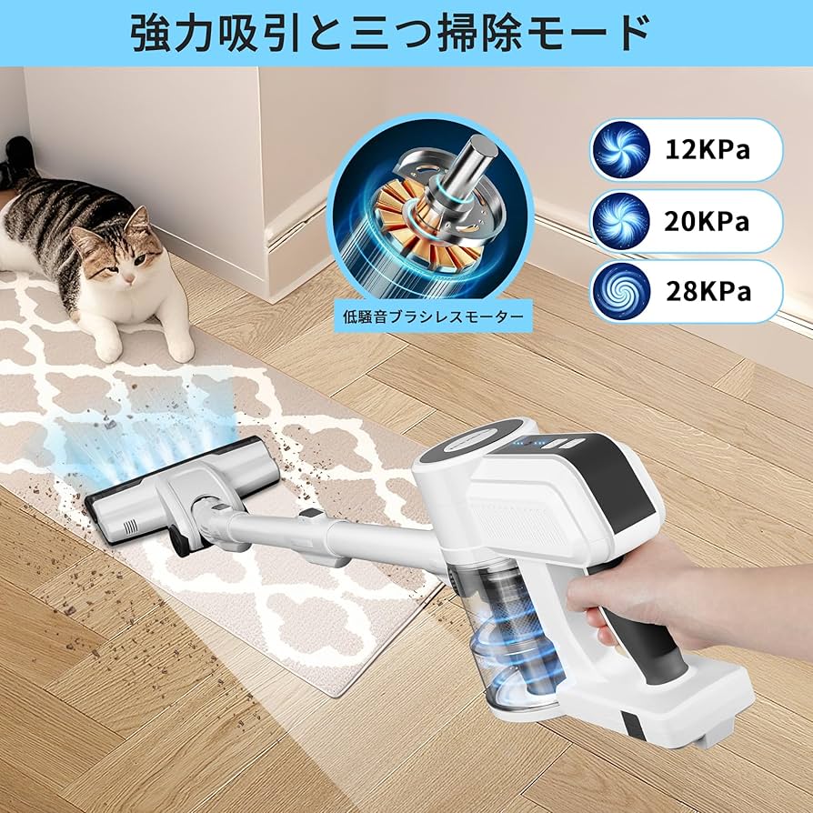 Amazon.co.jp : 掃除機 コードレス 28000pa強力吸引 軽量