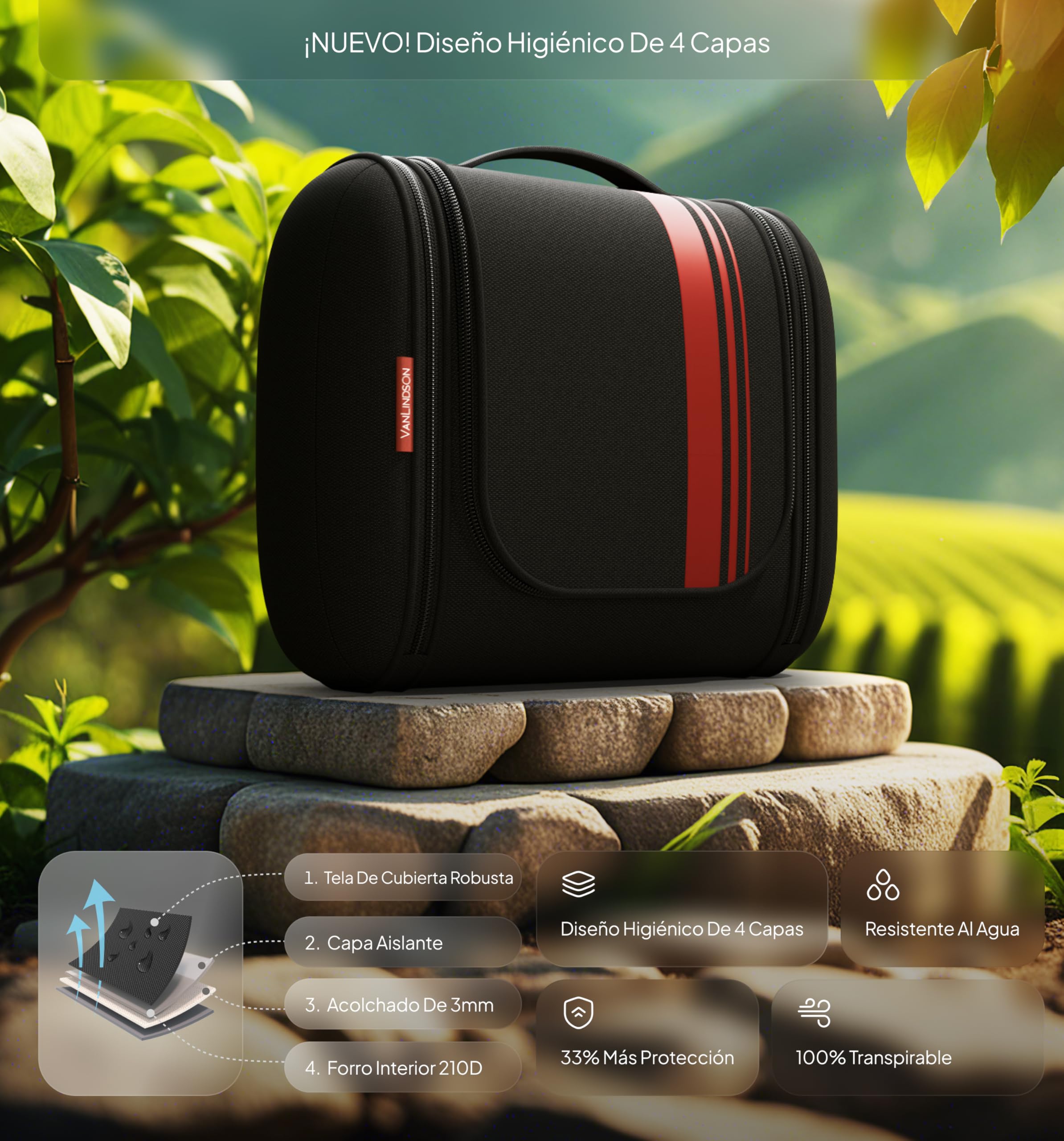 Luxury Neceser de Viaje [Diseño 2025, 8 litros de Espacio] - Neceser Maquillaje Organizador para Hombre y Mujer, Bolsa de Aseo y Viaje Colgante