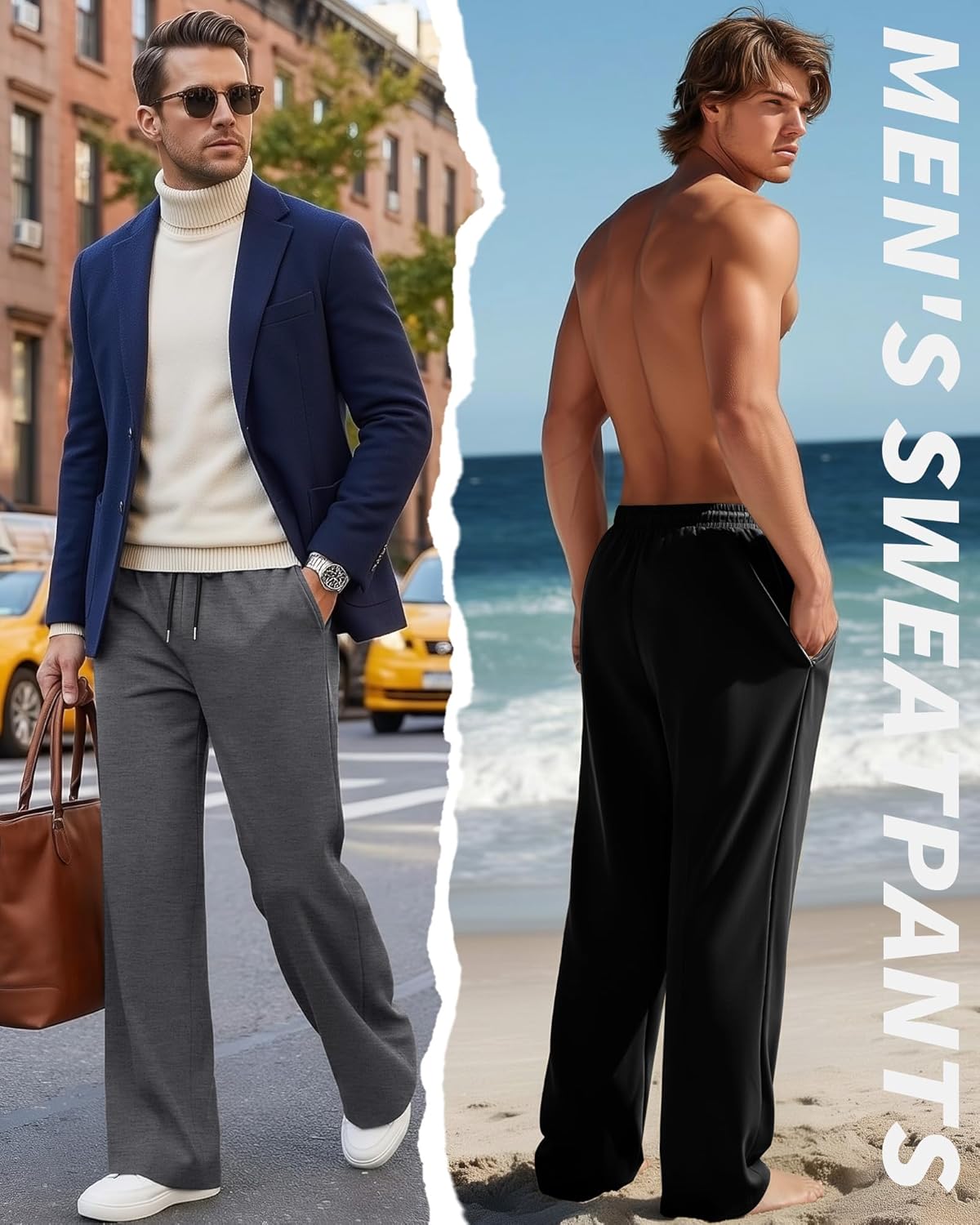 4 Pack Mens Big and Tall Sweatpants Athletic Workout Lounge Open Bottom Pants Drawstring Joggers with Pockets