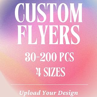 Custom Flyers for Small Business, 30-200 pcs, 9 Szies, Upload Your Design or Image (8.5 * 11, Inches)