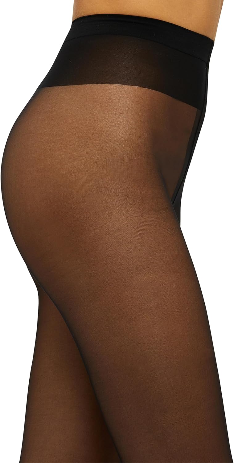 Wolford Individual 10 Tights For Women Sheer Shaping Pantyhose Reinforced Panty Shadow Toe Soft Waistband for All-Day Comfort Black Black Large - Image 2