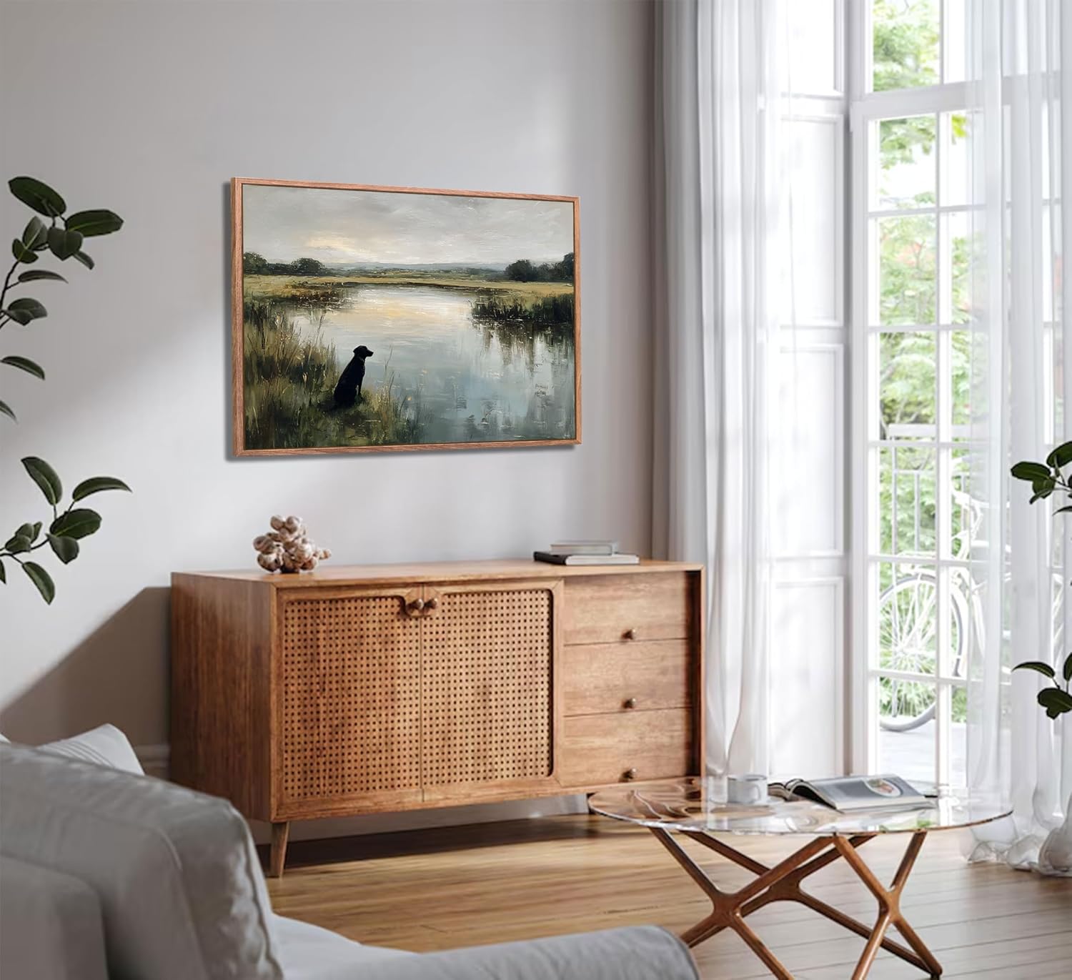 Vintage Black Labrador Canvas Print Farmhouse Wall Art 8x10in
