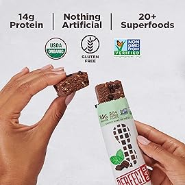 Perfect Bar, Chocolate Mint Protein Bar, High Protein, Organic, Gluten Free, Soy Free, Non GMO, No Sugar Alcohols, 2.3 Ounce Bar, 24 Count