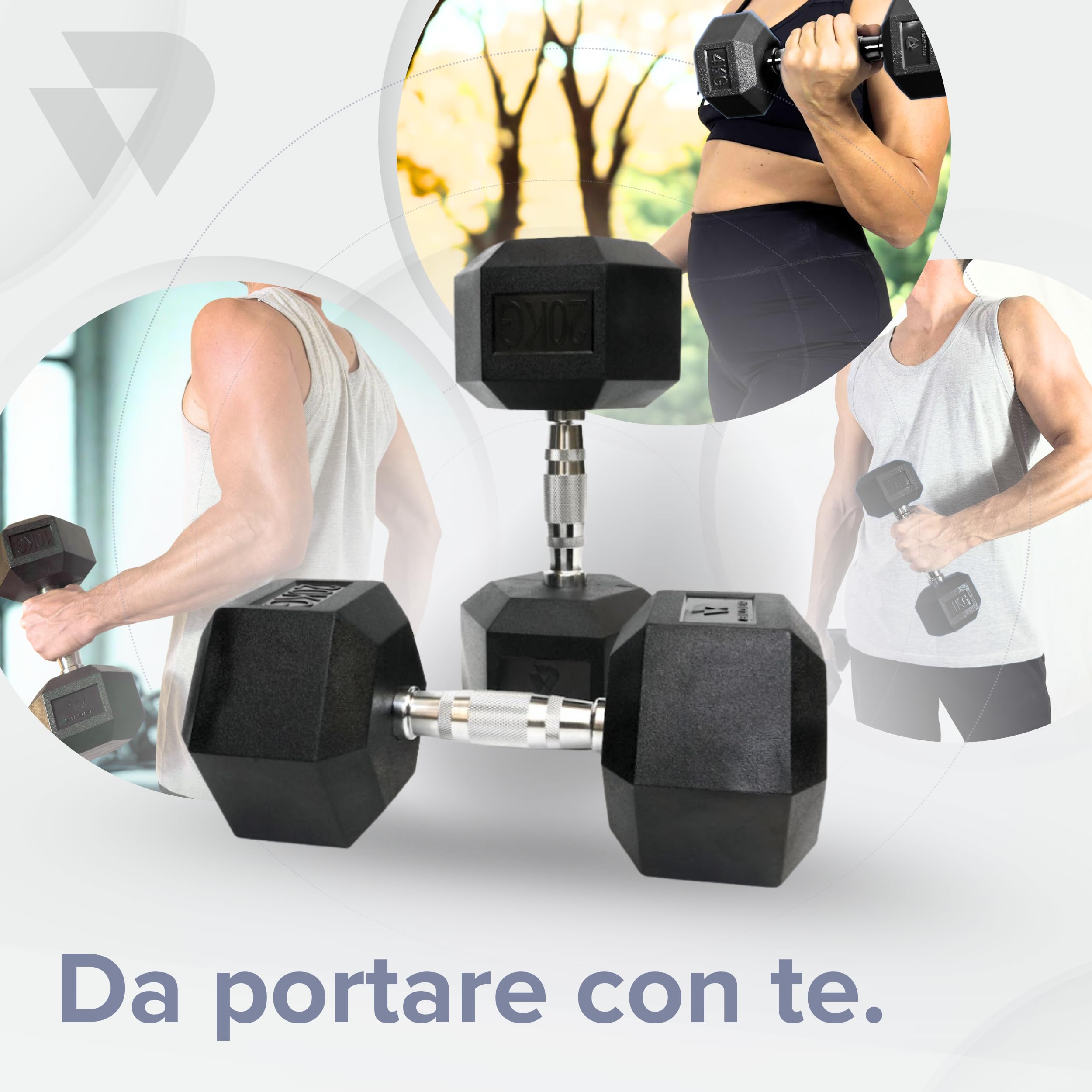 BILDER - Manubrio Palestra Singolo, Forma Esagonale e Impugnatura Antiscivolo, Pesi Palestra e per Allenamento a Casa per Miglioramento Forza e Resistenza, Manubri Resistenti e Salvaspazio