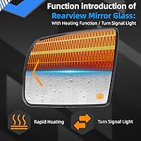Vista 4 de Reemplazo del espejo lateral del conductor para Toyota Sequoia 2008-2017, Toyota Tundra 2007-2020 - Cristal de espejo convexo, espejo retrovisor