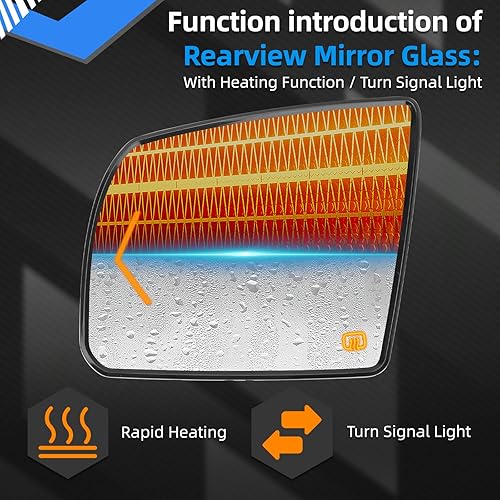 Miniatura 4 de Reemplazo del espejo lateral del conductor para Toyota Sequoia 2008-2017, Toyota Tundra 2007-2020 - Cristal de espejo convexo, espejo retrovisor
