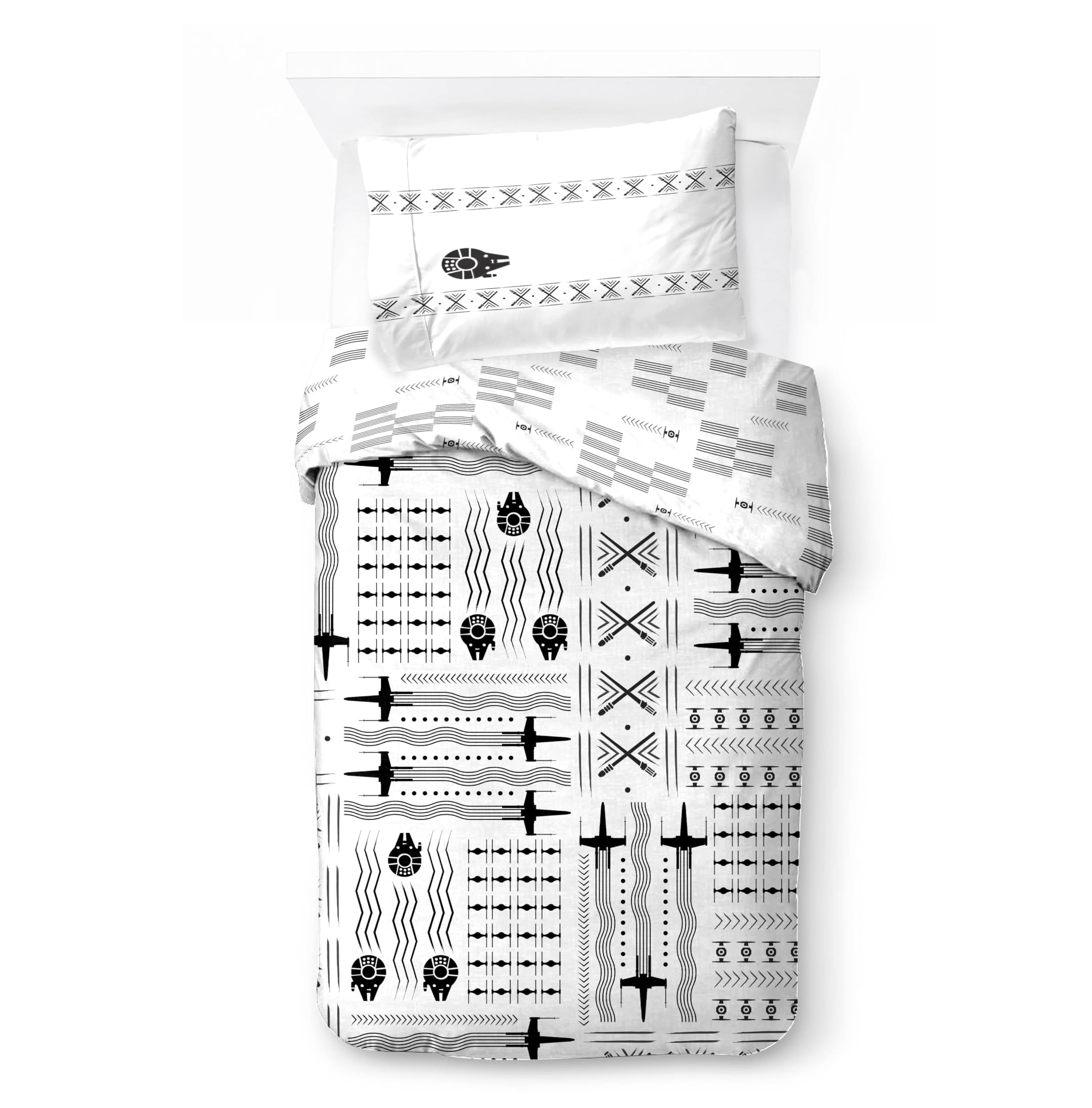 Jay Franco Kids Star Wars Star Wars Bettwäsche-Set – Superweiche Bettwäsche mit Kissenbezug, NUR BEZUG, Bettdecke Nicht enthalten, Weiß, 2-teilig, Einzelbett