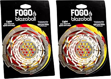 FOGO Blazaball, Fire Starter Accessory for Charcoal Grills, Firepits, and Fireplaces, Compatible with Fire Starters, Silver (BL1) (Pack of 2)
