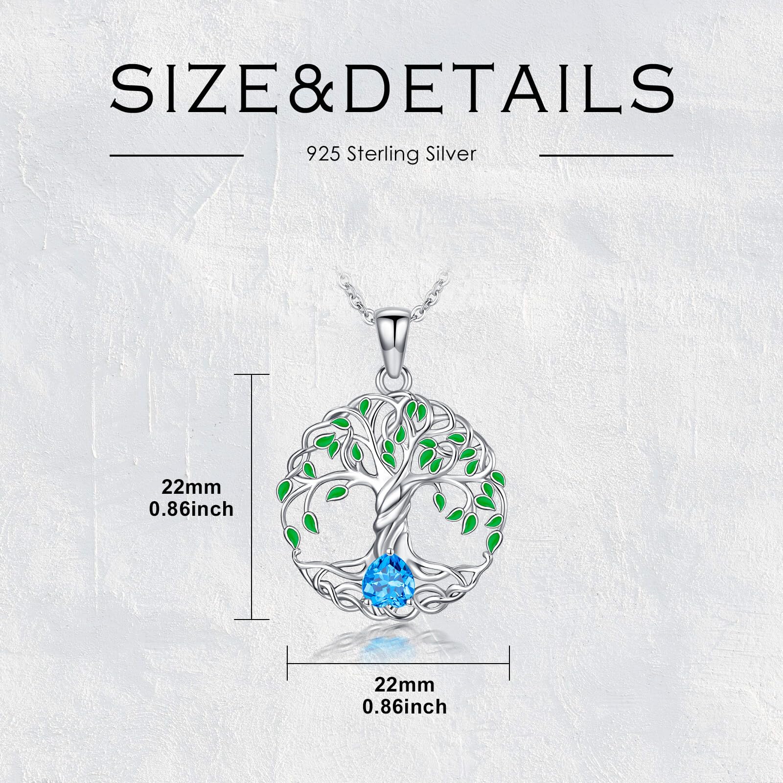 LONAGO Collana con ciondolo a forma di albero della vita, in argento Sterling 925, con topazio, ciondolo a forma di albero della vita, regalo per donne, ragazze, fidanzata, mamma, moglie