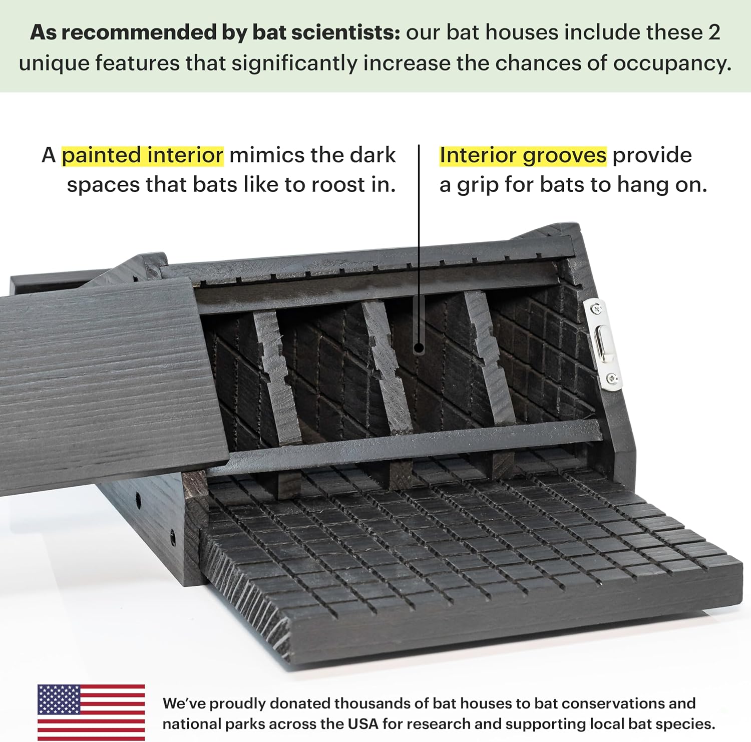 WHITEHORSE 4-Compartment Bat House - A Premium Cedar Bat Box that is Built to Last - Enjoy a Healthier Yard with Fewer Mosquitos While Supporting Bats (Black)