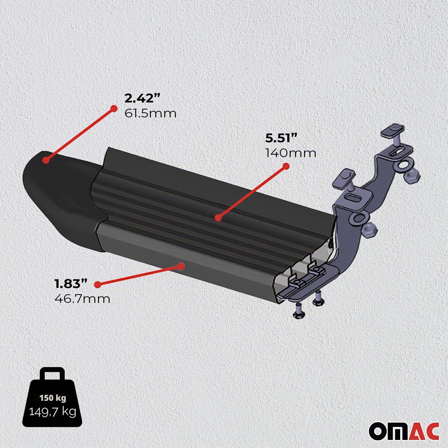 Marchepieds Latéraux pour VW T6 T6.1 Transporter 2015-24 Noir Aluminium L1 Court