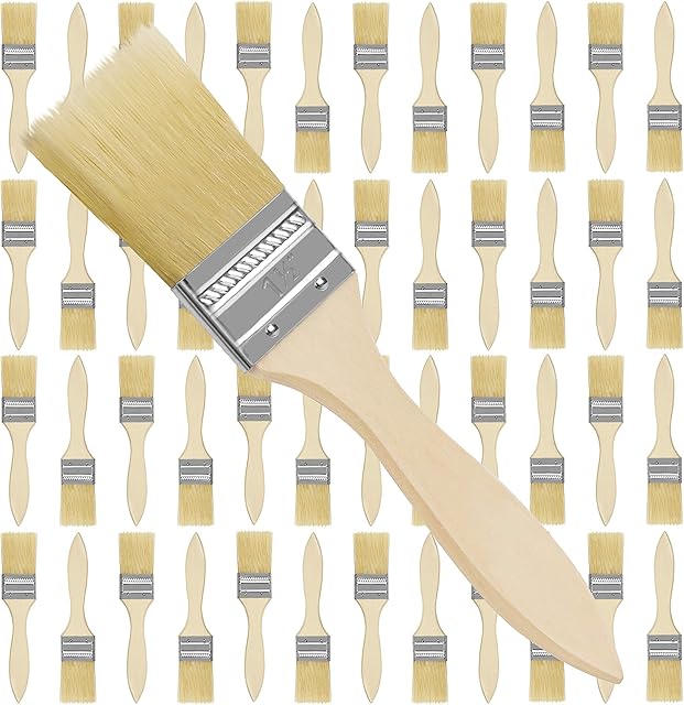 Kurtzy 48 Pack 1.5 Inch/3.81cm Chip Paint Brushes - Professional Wooden Handle Paint brush Set for Paint, Stains, Varnishes, Glues and Home DIY
