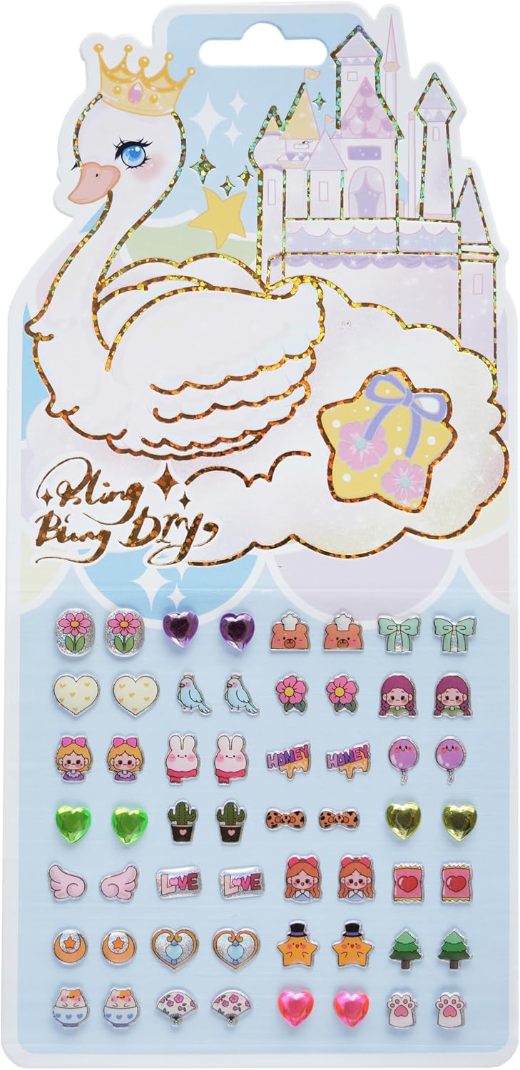 30 Pairs Girls Stick On - Kids Unicorn Rainbow Canday Stick for Little Girls 4-6 Sticker Multistyle Gitter Stickers (Style-1)
