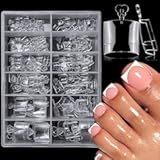 240pc Fake Toenails Half Cover Gel Toe Nail Tips Clear Press on Toenail, Short Square Fake Toes Nails Tips Clear Gel Toenails Extrension False Toe Nail Feet Artificial Toenail Tip