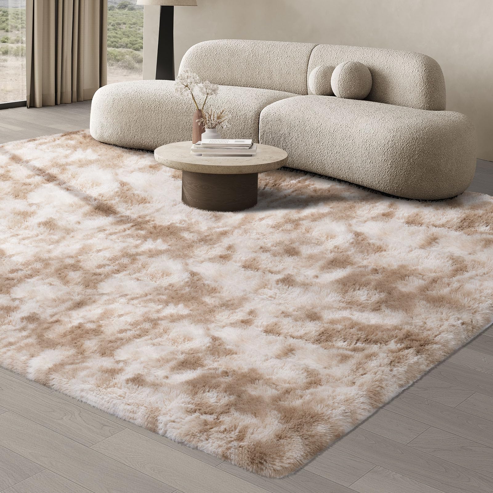 JOJOSEE Hochflor Teppich Wohnzimmer Anti-Rutsch Wohnzimmerteppich, Waschbarer Flauschiger Teppich für Schlafzimmer Kinderzimmer