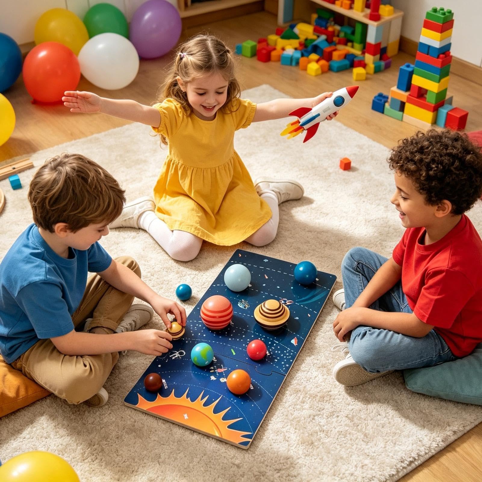 Giocattoli Puzzle Di Legno Del Solare Giocattolo Pianeti per Bambini | Pannello Di Sviluppo Cognitivo Planetario Per Bambini, Soggiorno, Asilo , Scuola Materna, Viaggio