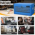 Heavy-Duty Steel Tool Chest with 6 Auto-Locking Drawers & Top Tray, Ball Bearing Slides & EVA Liners, Portable Garage/Workshop Storage Organizer for Tools & Equipment (Blue)