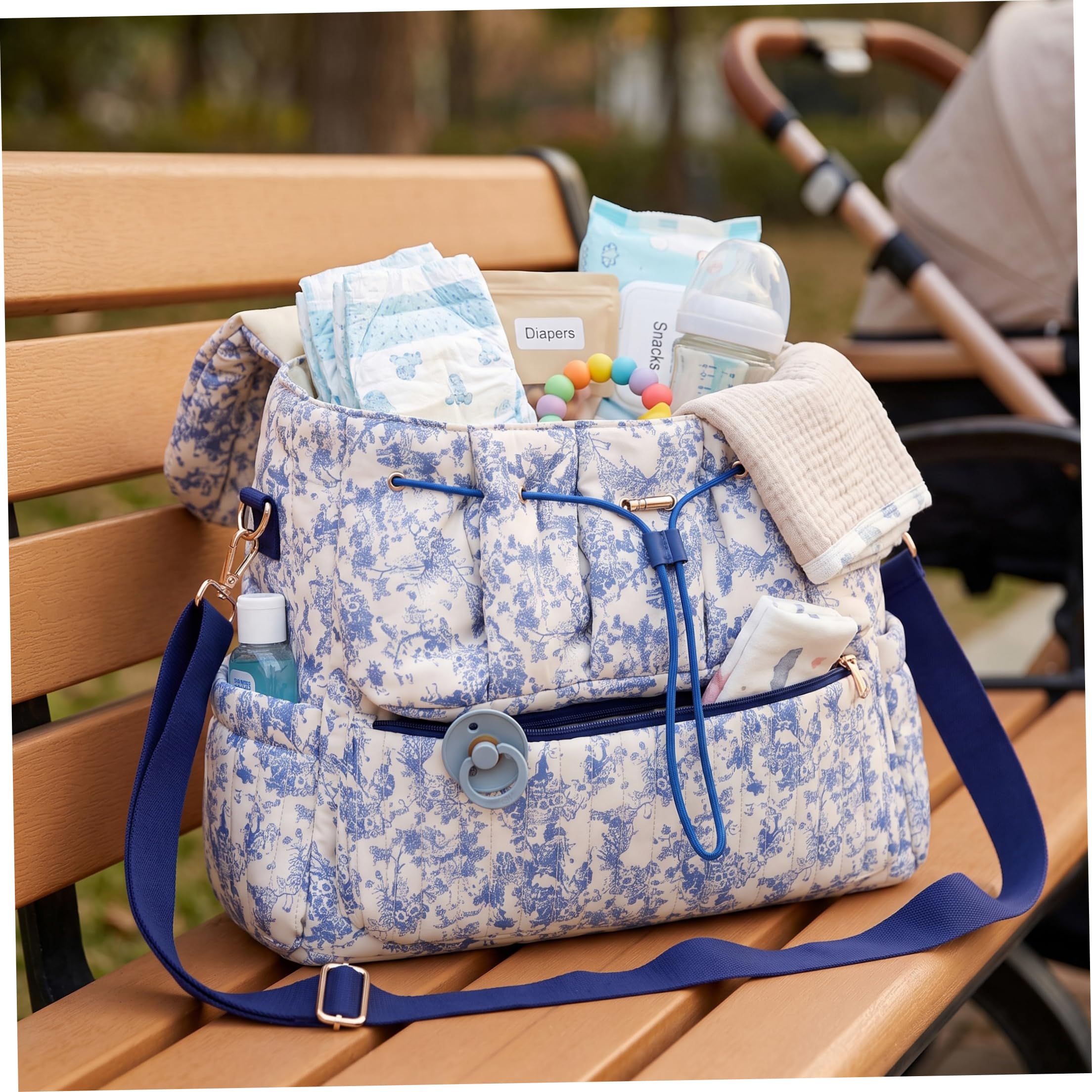 Sac à couches sac à dos, couches matelassé léger avec rangement organisé, bleu