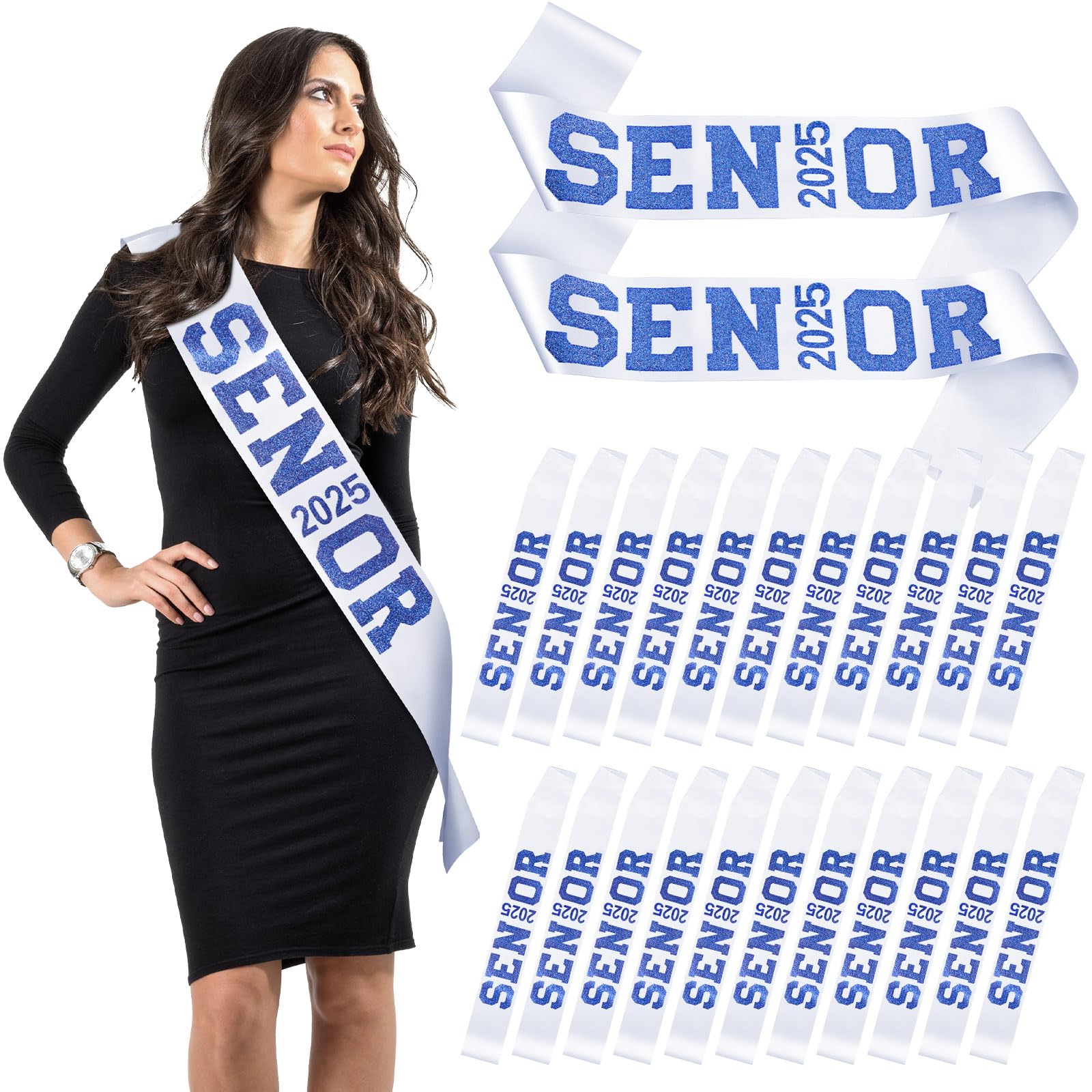 Marsui Senior 2026 Satin Sashes with Glitter Letters Cheerleader Sash Graduation Celebrations Sashes Senior sash Class Competition 2026 Sashes for