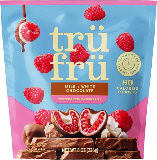 Tru Fru, White & Milk Chocolate Raspberries, 8 Ounce