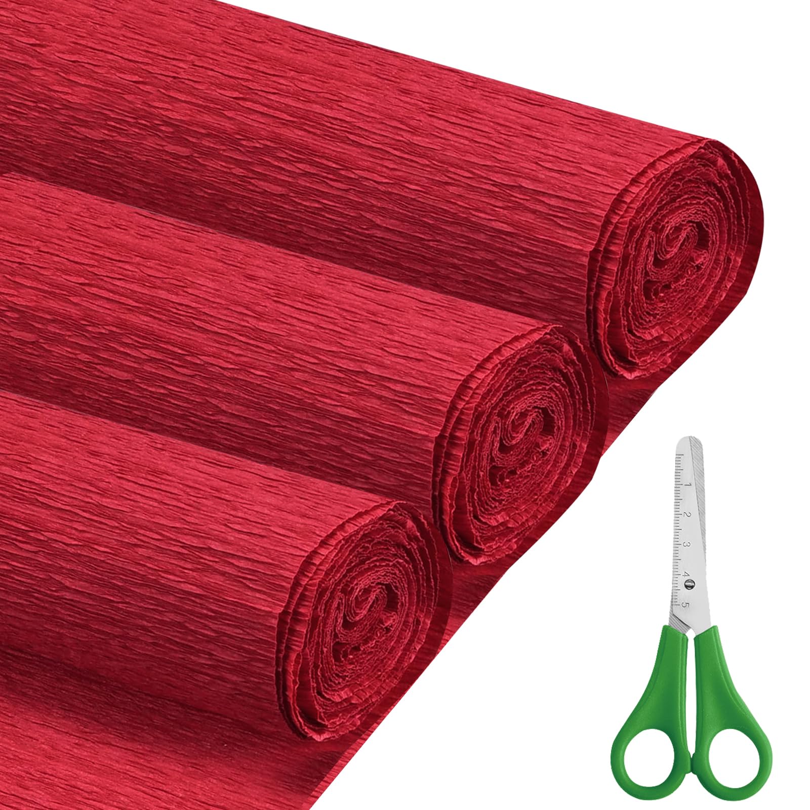 Crepe Paper Roll (17Inch x 8.2ft), 3Rolls, DIY Gift Color Paper Flowers Set for Mother's Day, Valentine's Day, Birthday and Wedding Decoration Flowers Making (Red) — image 1