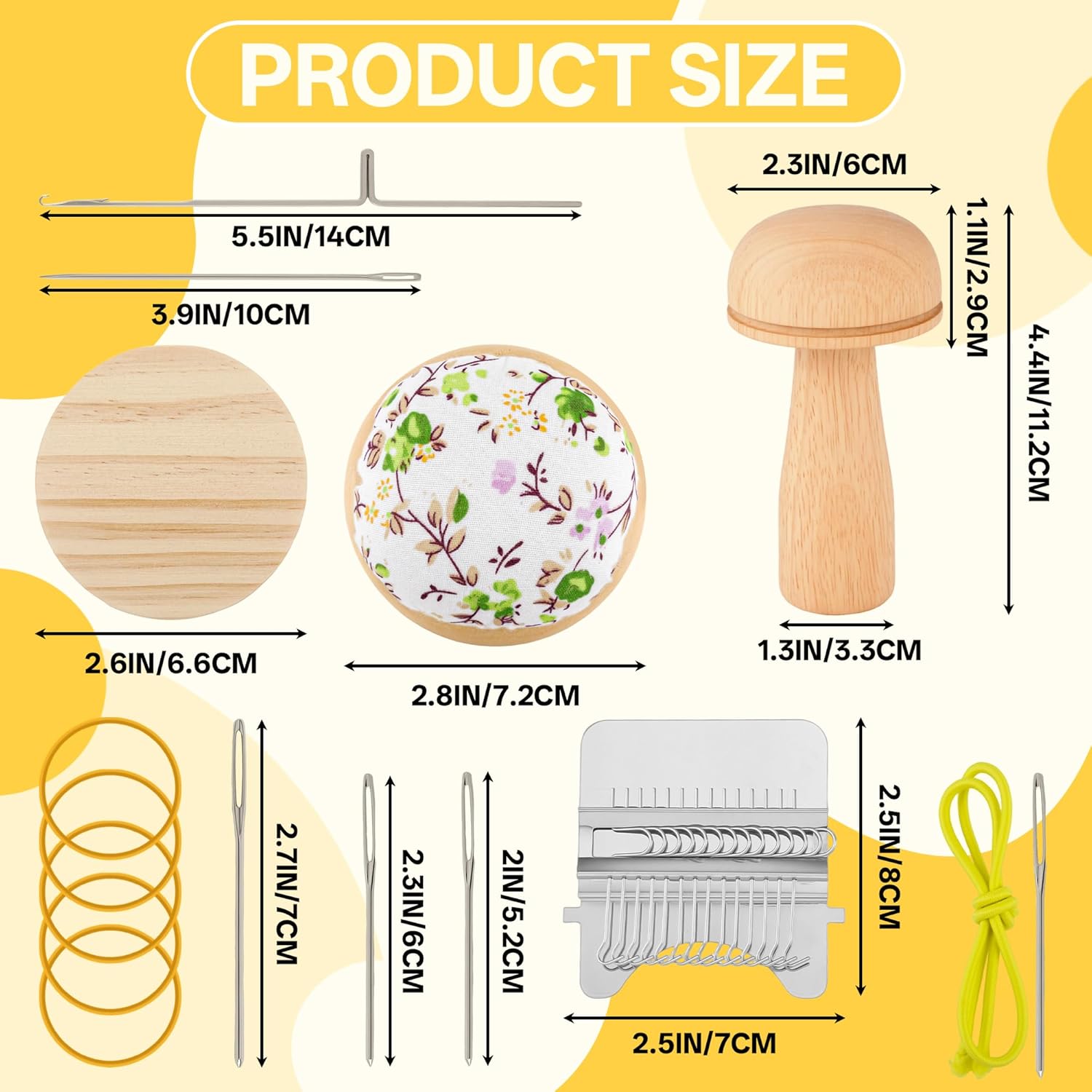 PHOXPH Mini Darning Loom Kit, Mushroom Knit Patch Kit, PatchMaker Mending Tool with 50 Colors Yarn, 14 Hooks, Weaving Loom for Socks, Jeans & Sweaters, Clothes Repair, Fixing Kit for Beginners