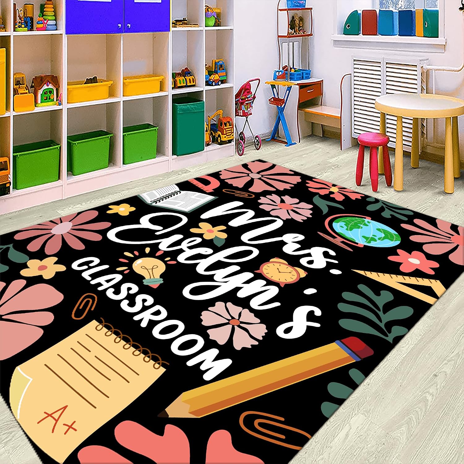 Tecaher Rug Amazon.com: CAPOZEN Personalized Flowers Classroom Rugs for Preschool ...