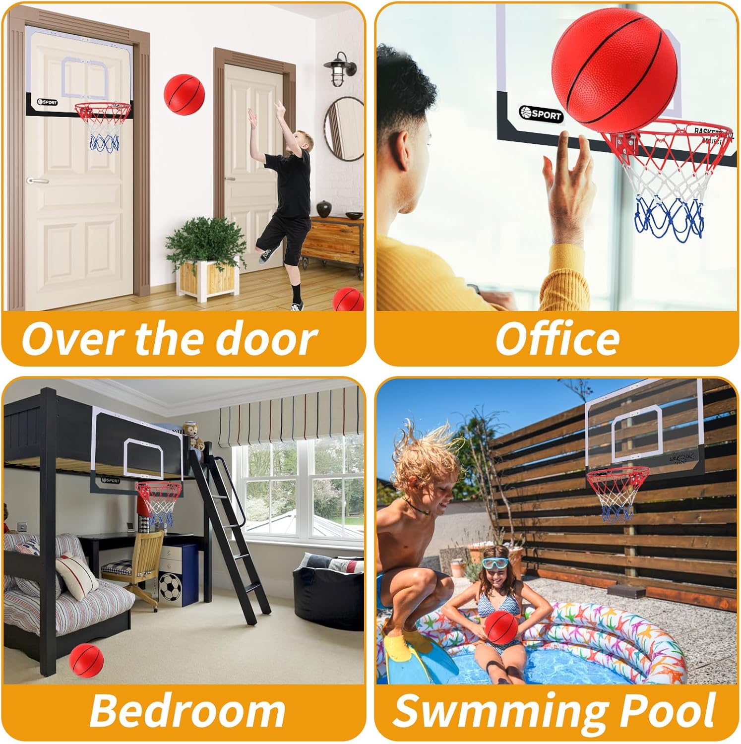 Upgrade Basketball Hoop Set - Extra Large 26" x 17" Pro Indoor Basketball Hoop for Door & Wall with 2 Balls, Complete Accessories, Basketball Toy Gift Perfect for Boys Girls Teens Adults - Image 5