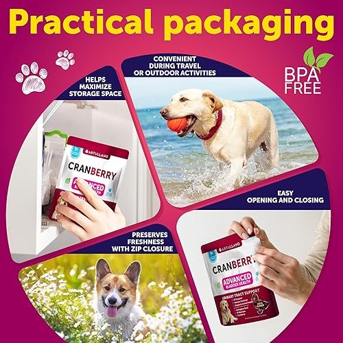 Miniatura 5 de Tratamiento de infecciones urinarias para perros  Suplemento de arándano y control de la vejiga para perros  Píldora de incontinencia para infección