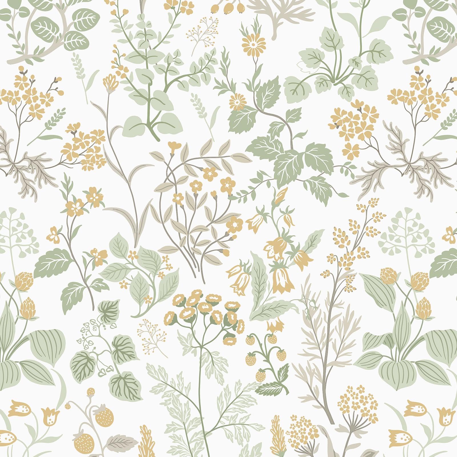 Timeet Peel and Stick Wallpaper White Floral Contact Paper 44CM×10M Orange Botanical Self Adhesive Wallpaper Green Leaves Sticky Back Plastic Waterproof Vinyl Film for Furniture Wall
