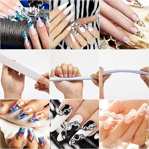 Miniatura 5 de 50 limas de uñas de grano 8080, uñas acrílicas, lima de esmeril, herramientas profesionales de arte de uñas para el hogar, salón, fuerte, doble cara