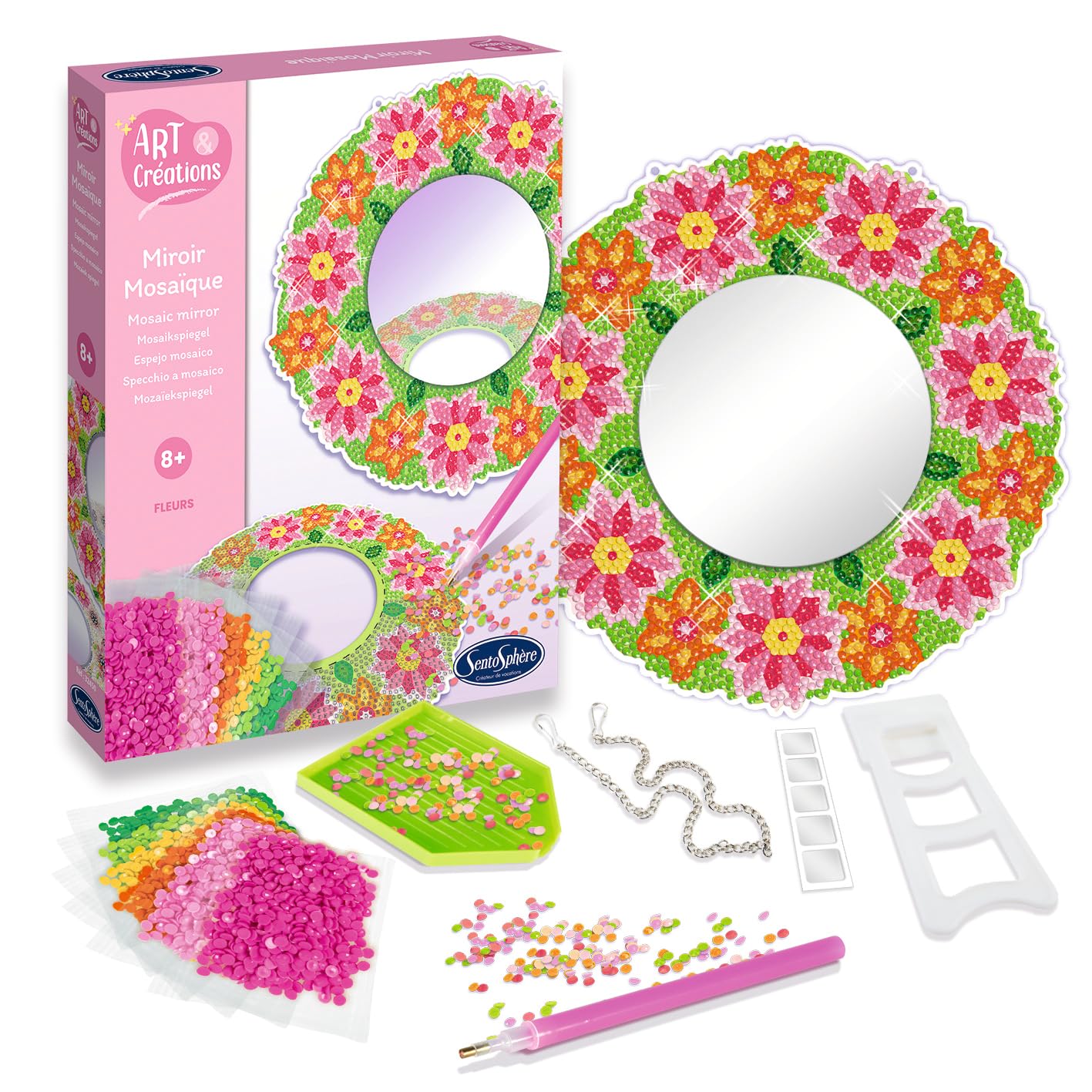 Sentosphère Art & Creations Mosaic Mirror Flowers