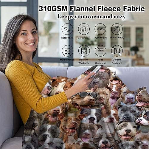 Miniatura 3 de Manta de Pitbull, regalos de Pitbull para los amantes de los perros, manta de franela de Pitbull para perro, mamá, papá, mantas suaves y cálidas