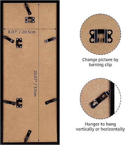 Vista 160 de EYMPEU Portarretratos de 5 x 7 pulgadas con paspartú, de madera negra, para exhibir fotos de 5 x 7 con paspartú o fotos de 6 x 8 pulgadas sin