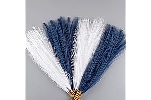 30 Pcs 17" Blue and White Pampas Grass Decor - Faux Pampas...
