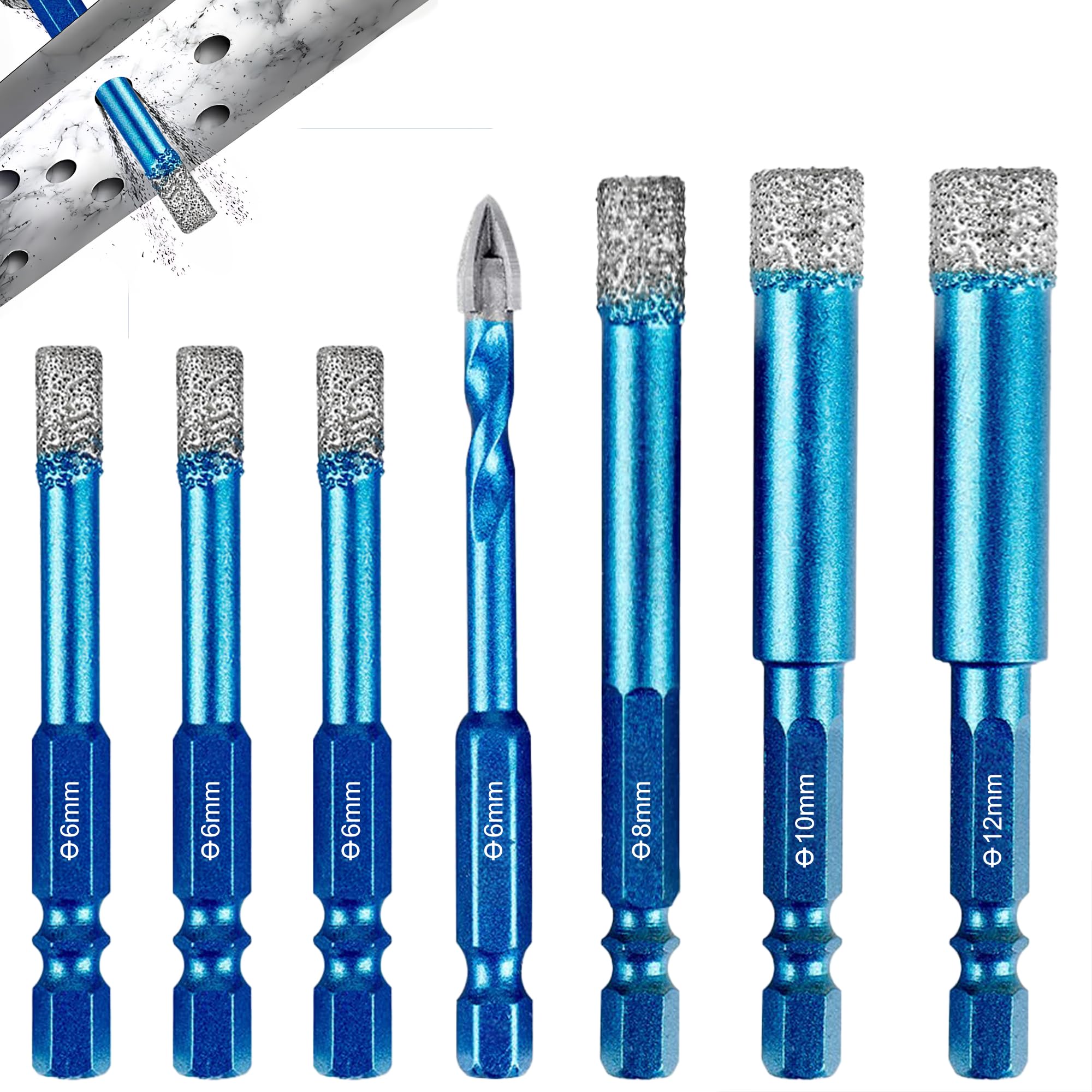 Punte Diamantate Per Gres Porcellanato E Marmo - 2 Pezzi Da 6mm Con Filettatura M14 Per Smerigliatrice - Foto 4