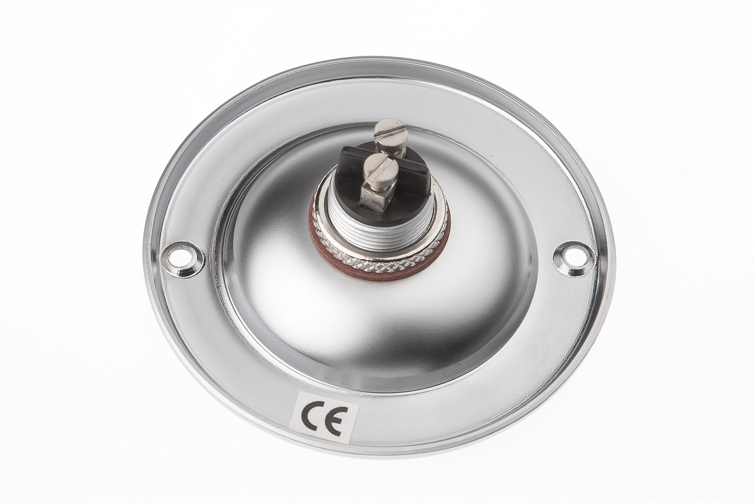 HUBER Campanello da incasso 1 interruttore in ottone rotondo – Pulsante campanello – Campanello – Campanello di casa da incasso in ottone – Interruttore del campanello, campanello, cromato opaco