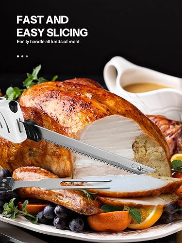 Miniatura 2 de Reemix Z3042 - Cuchillo eléctrico, juego de cuchillos eléctricos para tallar carnes, aves, pan, espuma de manualidades y más, 2 cuchillas para