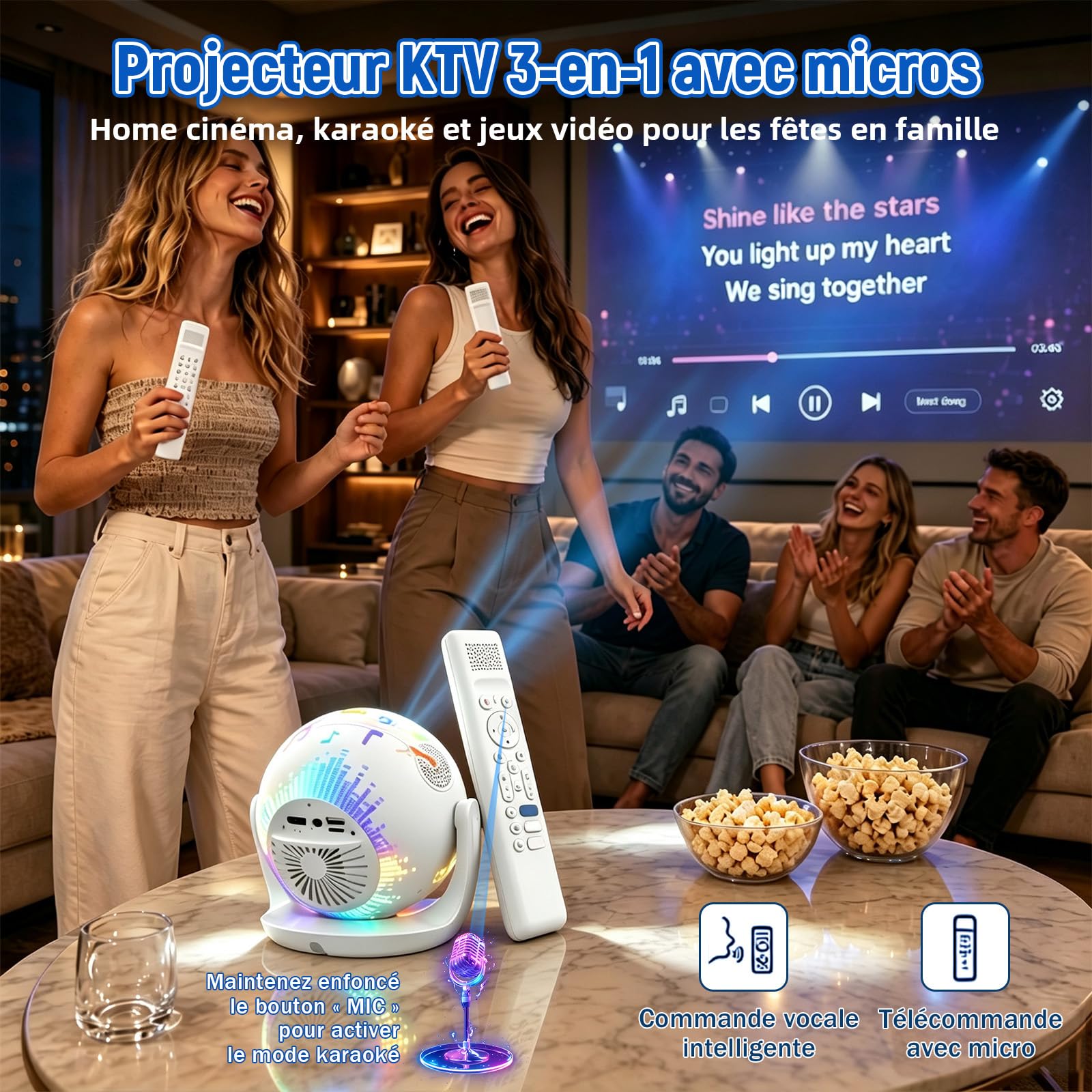 U6 Vidéoprojecteur avec WiFi et Bluetooth,400 ANSI 720P Mini Projecteur
