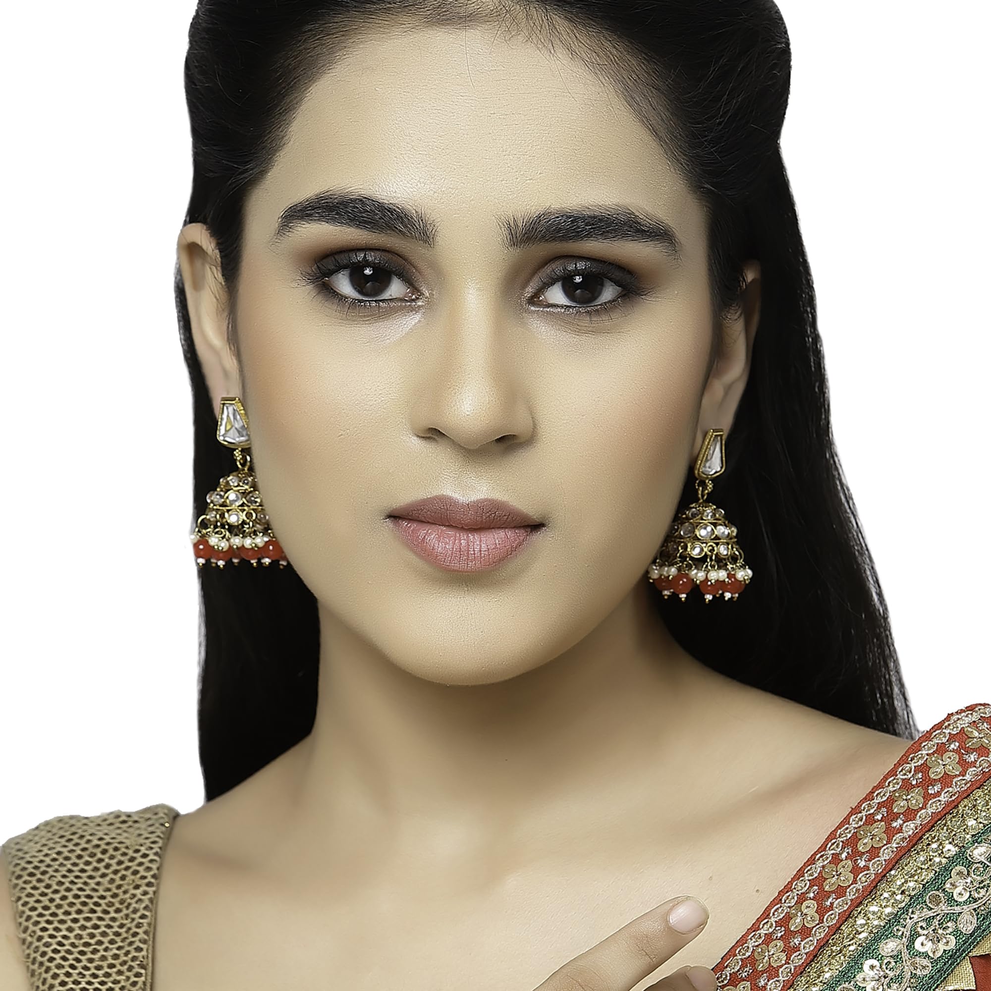Gold-Plated Dome Shaped Mirror Jhumka Earrings