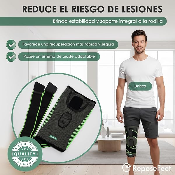 ReposeFeet Rodillera Menisco y Ligamentos – Compresión Estabilizadora Ajustable – Ideal para Deporte, Trabajo y Recuperación – Hombre y Mujer (L) - 3